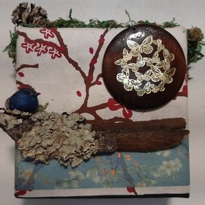 Butterfly and Blue Birds Nature Art Piece